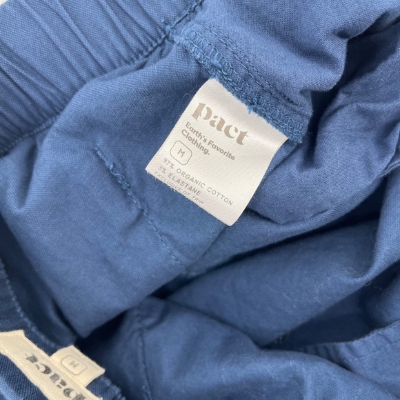 Pact Women's Daily Twill Blue Cotton Shorts Elastic Waist Drawstring Size Medium - Picture 7 of 7